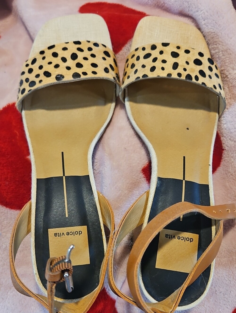 Dolce Vita Tan Leopard-Print Open-Toe Ankle-Strap Sandals